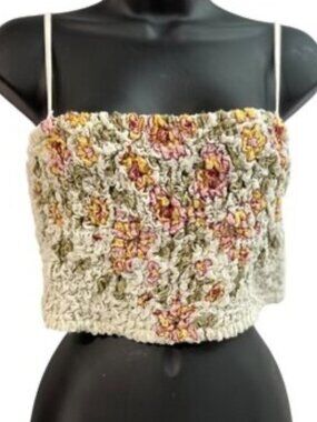 Free People Augusta Floral Design Crop Top w/Removable Straps Size Medium